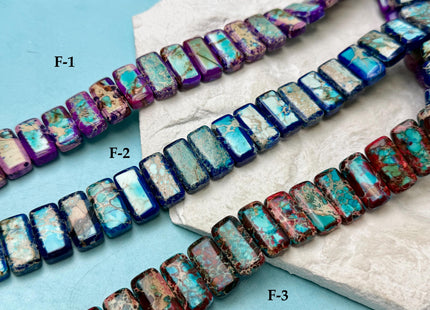 10x20 mm Double Drilled Impression Jasper Rectangle Shape Sea Sediment Jasper Beads Rainbow Pink Green Turquoise Blue Purple Color #4533