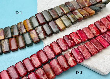 10x20 mm Double Drilled Impression Jasper Rectangle Shape Sea Sediment Jasper Beads Rainbow Pink Green Turquoise Blue Purple Color #4533