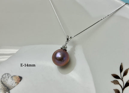 One-Of-A-Kind 11-18 mm Rare Natural Mauve Pink or Peacock Baroque/Edison Pearl With .925 Sterling Silver/Gold Pendant #PD0011