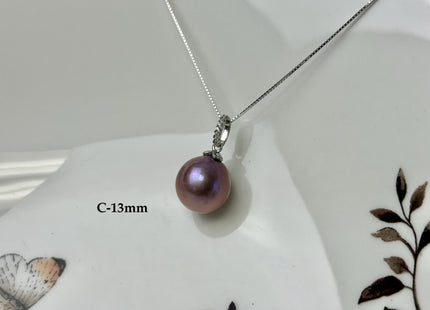 One-Of-A-Kind 11-18 mm Rare Natural Mauve Pink or Peacock Baroque/Edison Pearl With .925 Sterling Silver/Gold Pendant #PD0011