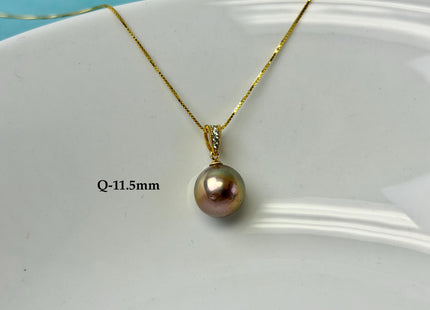 One-Of-A-Kind 11-18 mm Rare Natural Mauve Pink or Peacock Baroque/Edison Pearl With .925 Sterling Silver/Gold Pendant #PD0011
