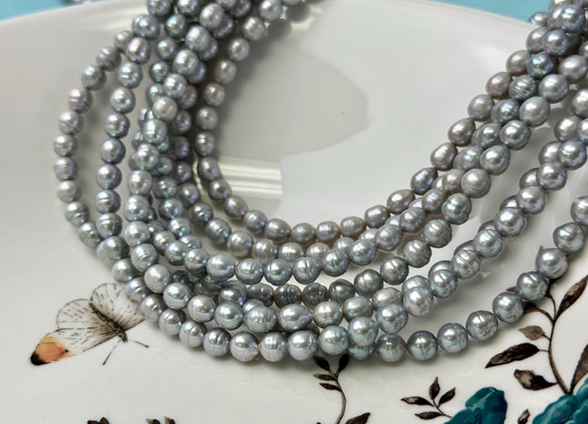 5-6 mm Gray Baby Pink Royal Blue Color Baby Edison Baroque Freshwater Pearls Beads #P3365