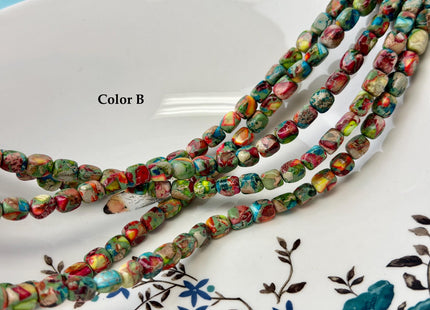 5-6x7-7.5 mm Natural Jasper Gemstone Nugget Beads Multi Green Red Brown Blue Color Rectangular Shape Beads #4774