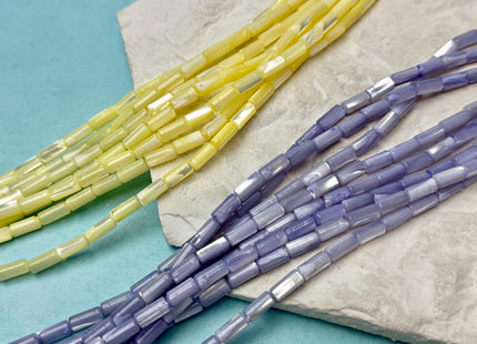 4x8 mm Tube Shape Natural Mother of Pearl Gemstone Beads Multi Yellow Pink Green Purple Blue Mother of Pearl MOP 15.5 Inches Strand #4775