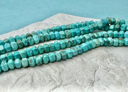5x7 mm Hexagonal Prism Cut Rondelle Turquoise Beads 15 Inches Strand 71 Pieces #4755