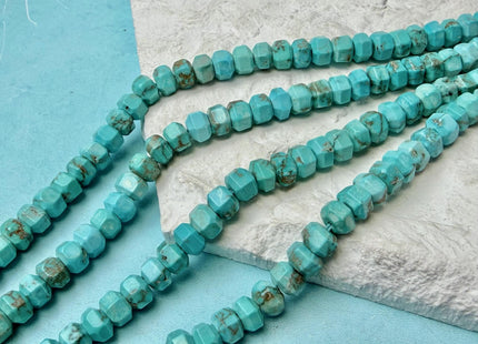 5x7 mm Hexagonal Prism Cut Rondelle Turquoise Beads 15 Inches Strand 71 Pieces #4755