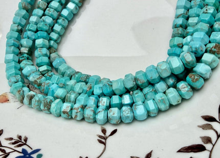 5x7 mm Hexagonal Prism Cut Rondelle Turquoise Beads 15 Inches Strand 71 Pieces #4755