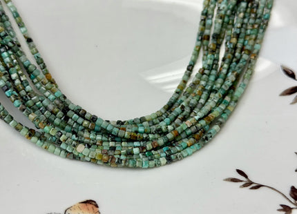 2x2 mm Micro Faceted Cube Dice Square Shape Multi Green Brown Color Africa Turquoise Beads 15.5 Inches 200 Pieces #4790