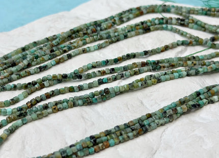 2x2 mm Micro Faceted Cube Dice Square Shape Multi Green Brown Color Africa Turquoise Beads 15.5 Inches 200 Pieces #4790