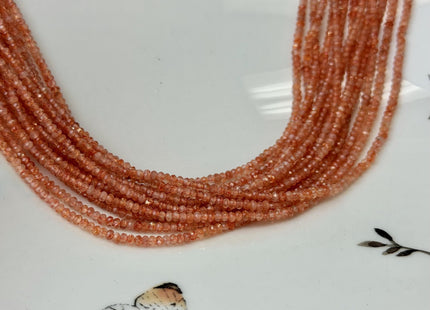 1.5x2 mm Faceted Rondelle Tiny Orange Moonstone Natural Gemstone 15.5 Inches Strand 270 Pieces #4792