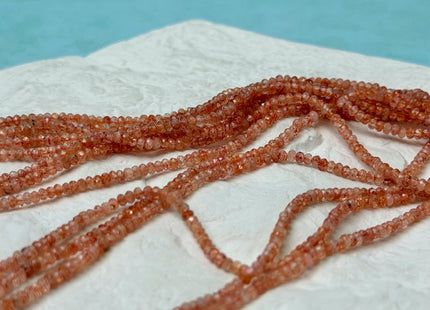 1.5x2 mm Faceted Rondelle Tiny Orange Moonstone Natural Gemstone 15.5 Inches Strand 270 Pieces #4792