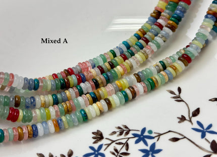 2x6 mm Smooth Rondelle Mixed Jade Jasper Malachite Quartz Amazonite Opal Green Pink Yellow Clear Gemstone Beads 15.5 Inches Strand #4784