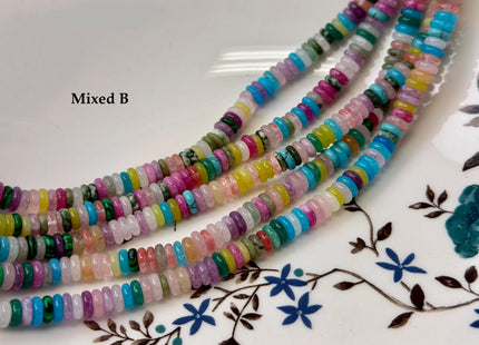 2x6 mm Smooth Rondelle Mixed Jade Jasper Malachite Quartz Amazonite Opal Green Pink Yellow Clear Gemstone Beads 15.5 Inches Strand #4784