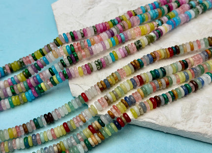 2x6 mm Smooth Rondelle Mixed Jade Jasper Malachite Quartz Amazonite Opal Green Pink Yellow Clear Gemstone Beads 15.5 Inches Strand #4784