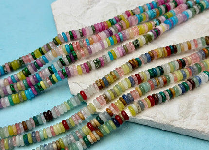 2x6 mm Smooth Rondelle Mixed Jade Jasper Malachite Quartz Amazonite Opal Green Pink Yellow Clear Gemstone Beads 15.5 Inches Strand #4784