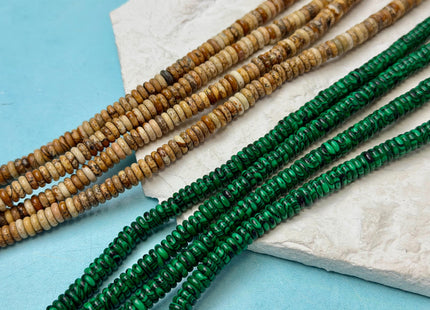 2x6 mm Smooth Rondelle Mixed Jade Jasper Malachite Quartz Amazonite Opal Green Pink Yellow Clear Gemstone Beads 15.5 Inches Strand #4784