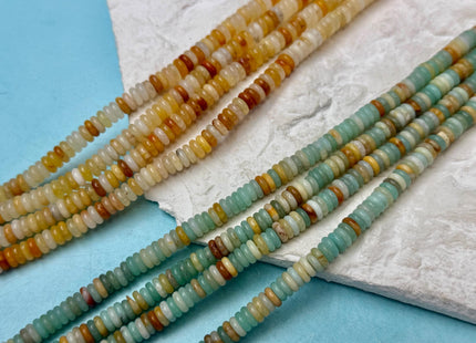 2x6 mm Smooth Rondelle Mixed Jade Jasper Malachite Quartz Amazonite Opal Green Pink Yellow Clear Gemstone Beads 15.5 Inches Strand #4784