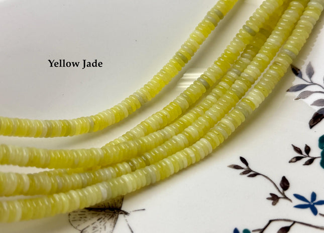 2x6 mm Smooth Rondelle Mixed Jade Jasper Malachite Quartz Amazonite Opal Green Pink Yellow Clear Gemstone Beads 15.5 Inches Strand #4784