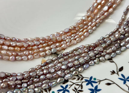 4x5-6mm 5x6-7mm AA Natural Dark Mauve Pink Color Rice Nugget Freshwater Pearls High Luster Smooth Beads #P3370