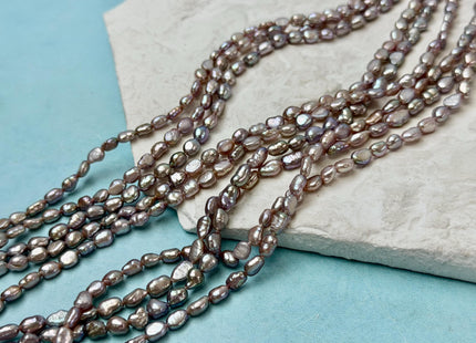 4x5-6mm 5x6-7mm AA Natural Dark Mauve Pink Color Rice Nugget Freshwater Pearls High Luster Smooth Beads #P3370