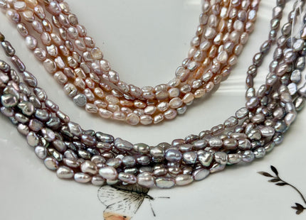 4x5-6mm 5x6-7mm AA Natural Dark Mauve Pink Color Rice Nugget Freshwater Pearls High Luster Smooth Beads #P3370
