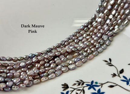 4x5-6mm 5x6-7mm AA Natural Dark Mauve Pink Color Rice Nugget Freshwater Pearls High Luster Smooth Beads #P3370