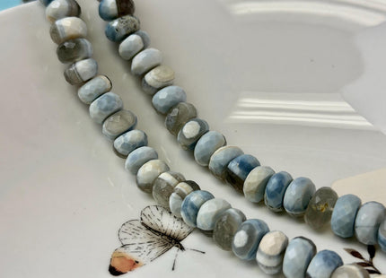 10-11 mm Natural Opal Gemstone Blue and Gray Natural Color Peru Boulder Opal Beads Faceted Rondelle 8 Inch Strands #2138