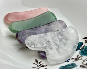50x70-80 mm Gua Sha Body And Facial Massage Tool Clear Quartz, Purple Amethyst, Pink Rose Quartz, Green Jade Premium Gemstones #4000
