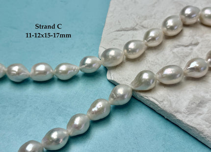 One-Of-A-Kind 9-13x11-19 mm Jumbo Size Baroque Freshwater Pearl Beads Genuine Natural White Freshwater Edison Baroque Pearls #P3371