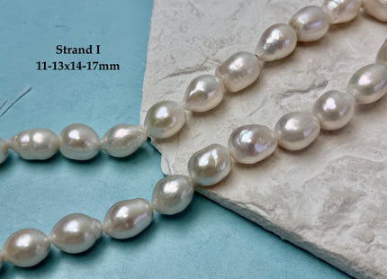 One-Of-A-Kind 9-13x11-19 mm Jumbo Size Baroque Freshwater Pearl Beads Genuine Natural White Freshwater Edison Baroque Pearls #P3371