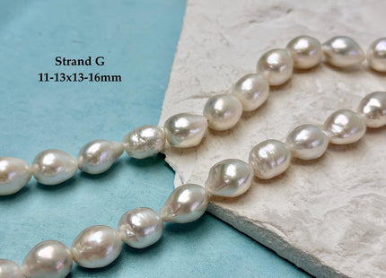 One-Of-A-Kind 9-13x11-19 mm Jumbo Size Baroque Freshwater Pearl Beads Genuine Natural White Freshwater Edison Baroque Pearls #P3371