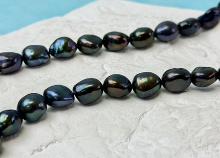 9-10x11-13 mm AAA Black Peacock Keshi Rice Nugget Freshwater Pearls High Luster Keshi Pearl Beads #P3382