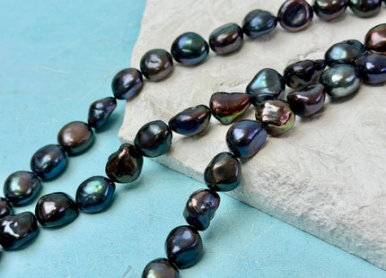 9-10x11-13 mm AAA Black Peacock Keshi Rice Nugget Freshwater Pearls High Luster Keshi Pearl Beads #P3382