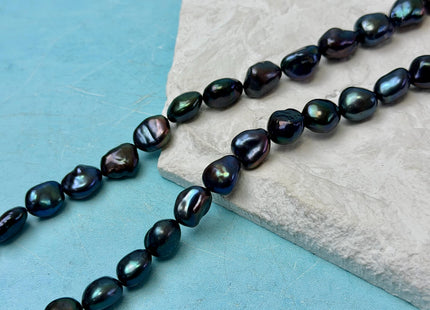 9-10x11-13 mm AAA Black Peacock Keshi Rice Nugget Freshwater Pearls High Luster Keshi Pearl Beads #P3382
