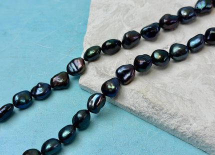 9-10x11-13 mm AAA Black Peacock Keshi Rice Nugget Freshwater Pearls High Luster Keshi Pearl Beads #P3382