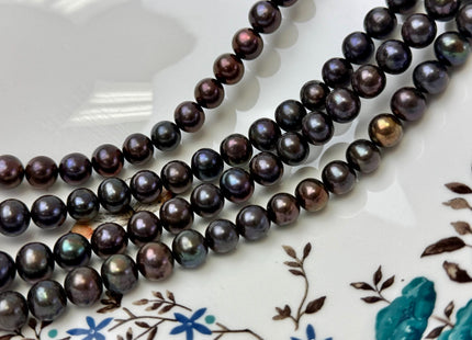 9-9.5 mm AAA Dark Peacock Color Off Round Freshwater Pearls 45 Beads #P3374