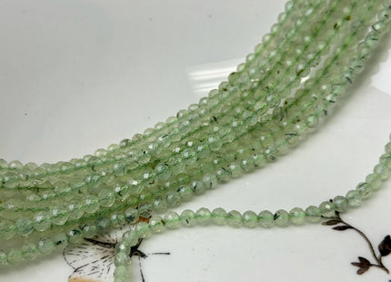 4 mm Natural Green Prehnite Faceted Round Gemstone 15 Inches 104 Beads #4796