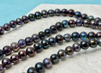 8-9mm Half Strand Large Hole Dark Peacock Potato Freshwater Pearls Hole Size 2.2mm 25 Beads #P3378