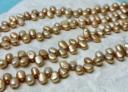 6x9 mm AA Champagne Color Top Drilled Freshwater Nugget Pearls 82 Beads #P3375