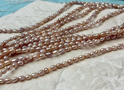 3x5 mm Natural Mauve Pink Rice Freshwater Pearls Tiny Small Seed Pearls 69 Beads #1553