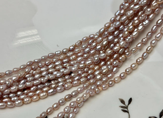 3x5 mm Natural Mauve Pink Rice Freshwater Pearls Tiny Small Seed Pearls 69 Beads #1553