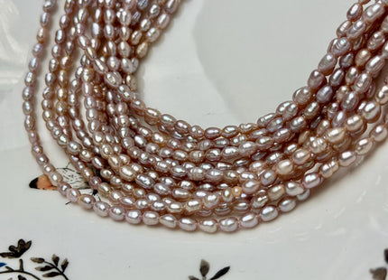 3x5 mm Natural Mauve Pink Rice Freshwater Pearls Tiny Small Seed Pearls 69 Beads #1553