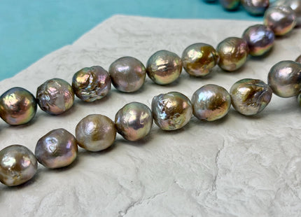 11-13x13-20mm Natural Mauve Seaweed Pink With Iridescent Color Baroque Pearl Beads Rare High Luster Pearls #P3379