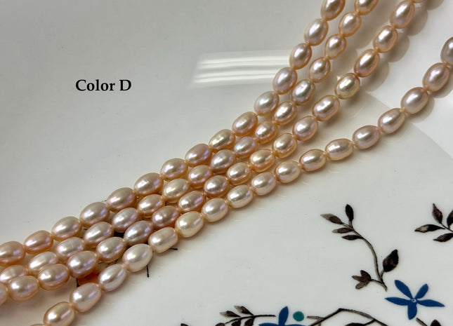 5x7 mm AAA High Luster Natural Mauve Pink Rice Freshwater Pearl Beads Large 1.0 mm Hole Freshwater Pearls 14 Inches Strand #23
