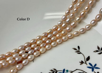 5x7 mm AAA High Luster Natural Mauve Pink Rice Freshwater Pearl Beads Large 1.0 mm Hole Freshwater Pearls 14 Inches Strand #23