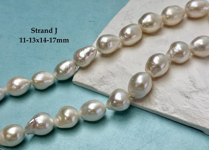 One-Of-A-Kind 9-13x11-19 mm Jumbo Size Baroque Freshwater Pearl Beads Genuine Natural White Freshwater Edison Baroque Pearls #P3371