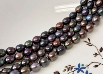 7.5x9 mm Or 7.5x10-12 mm Purple Brown Peacock Color Freshwater Pearls Rice/Oval Shape Pearl Beads Genuine Iridescent Peacock Pearls #1529