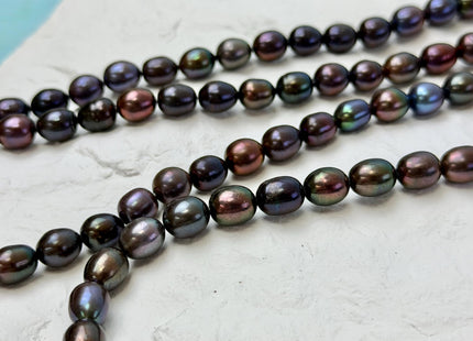 7.5x9 mm Or 7.5x10-12 mm Purple Brown Peacock Color Freshwater Pearls Rice/Oval Shape Pearl Beads Genuine Iridescent Peacock Pearls #1529