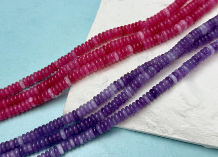 2x6 mm Smooth Rondelle Pink Green Teal Blue Purple Yellow Jade Gemstone Beads 15 Inches Strand #4799