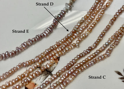 2x3 mm Natural Mauve Pink Tiny Potato Button Pearl Genuine Freshwater Seed Pearl Beads #P3385